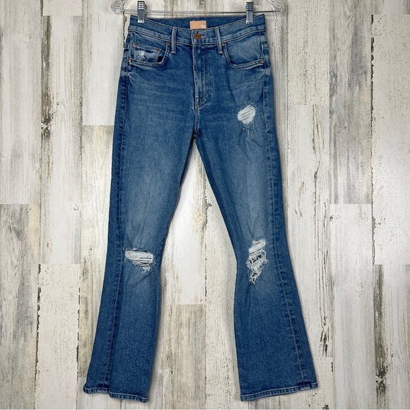 Mother Womens Jeans Size 25 Blue‎ Insider Ankle Cutout-Knee Distressed Denim - Picture 1 of 17